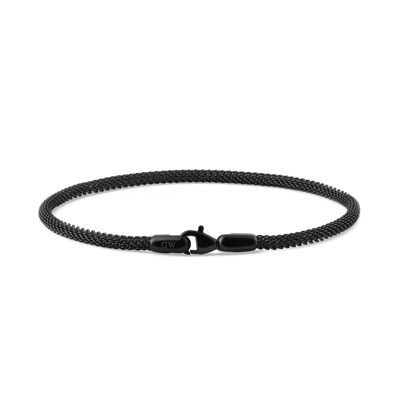 Sleek black Tide Mesh Bracelet Ashfield 2.8 featuring a minimalist mesh design and secure lobster clasp, crafted from high quality stainless steel for a modern, versatile look.