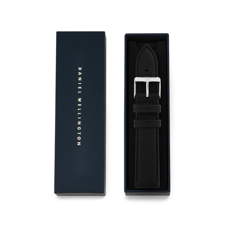 Black Canvas Strap Silver