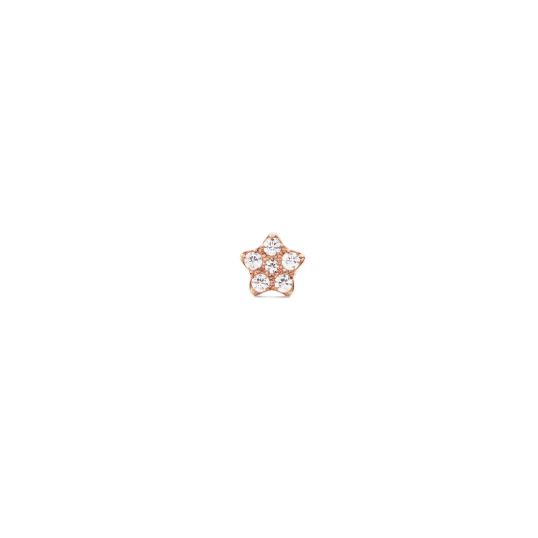 Crystal Star Stud Rose Gold earring featuring a petite star shape with sparkling cubic zirconia crystals and a polished rose gold finish, ideal for everyday wear or stacking.