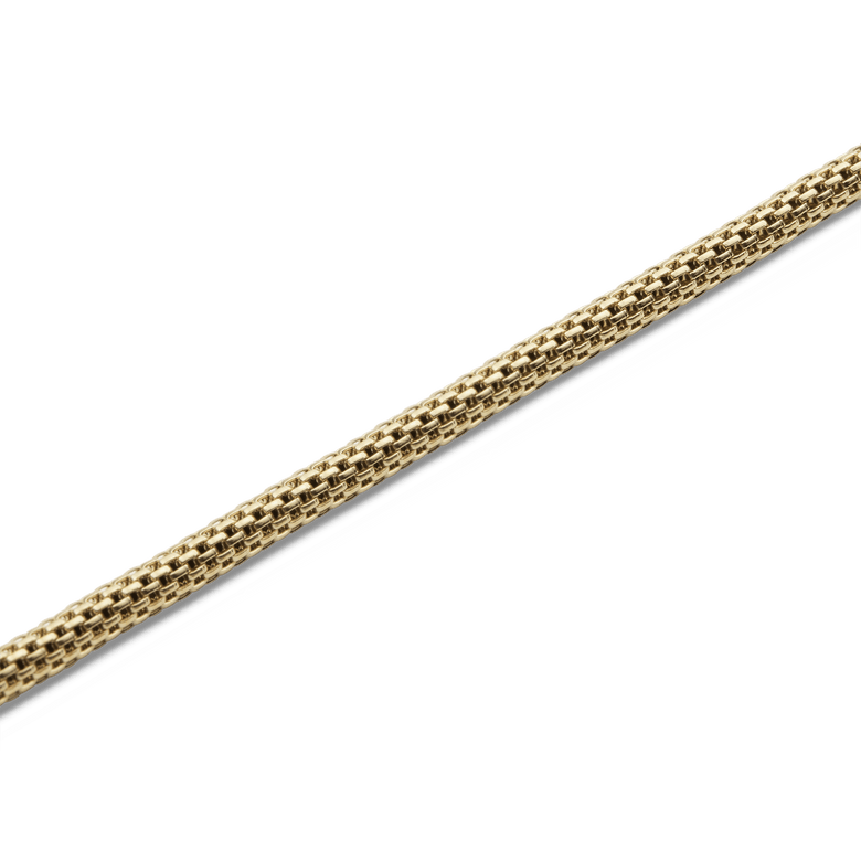 Close-up of the Tide Mesh Necklace Gold 2.8 showing the intricate gold mesh chain design with a polished, durable finish.