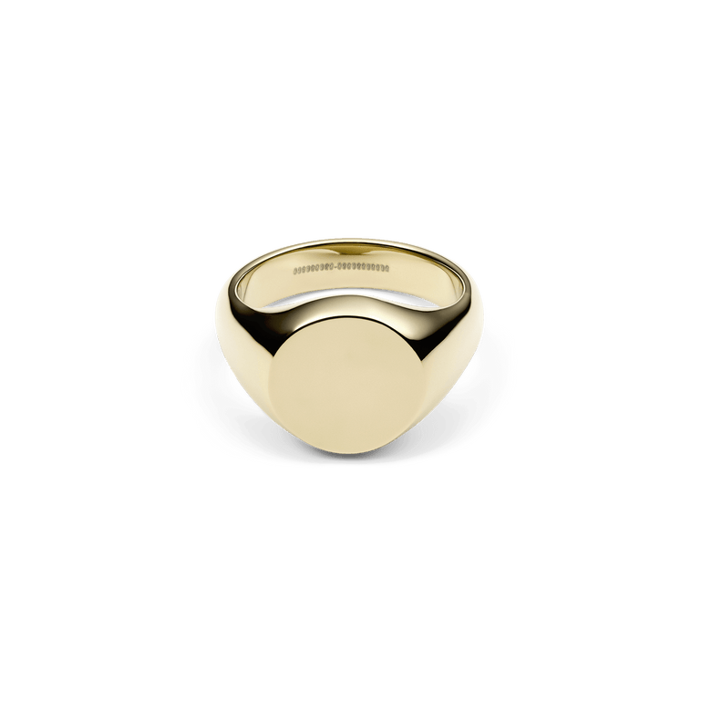 Classic Signet Ring Gold with a broad, polished face and smooth finish, crafted from stainless steel with PVD gold plating for a timeless, minimalist look.