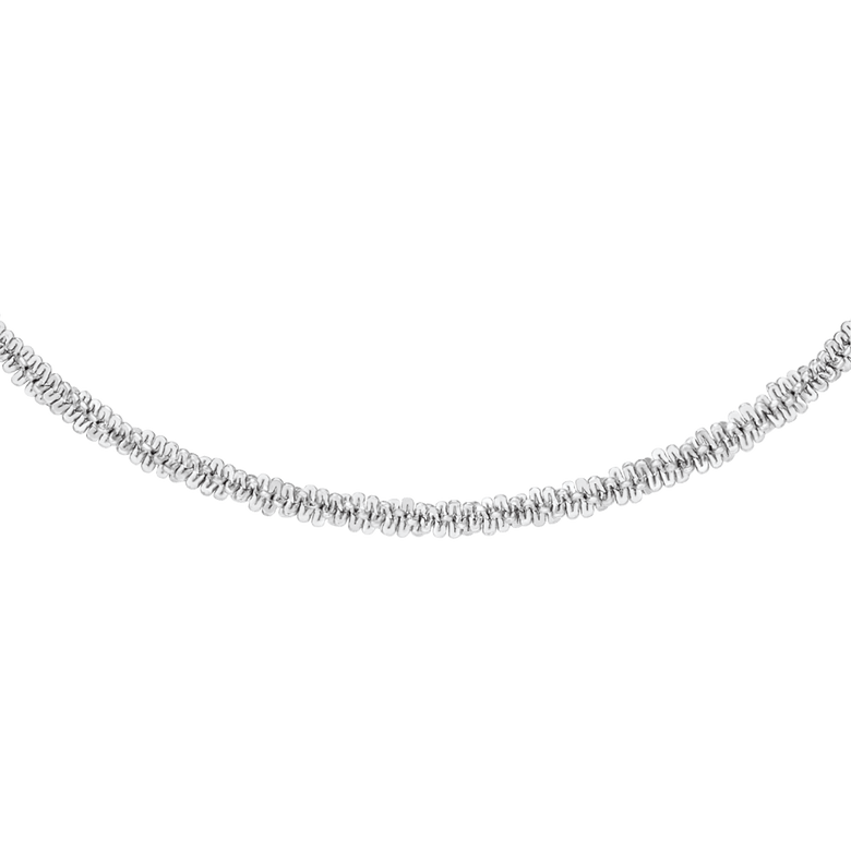 Silver Twisted Chain Necklace S featuring slim, intricately twisted links and a polished finish, designed for a refined, modern look.