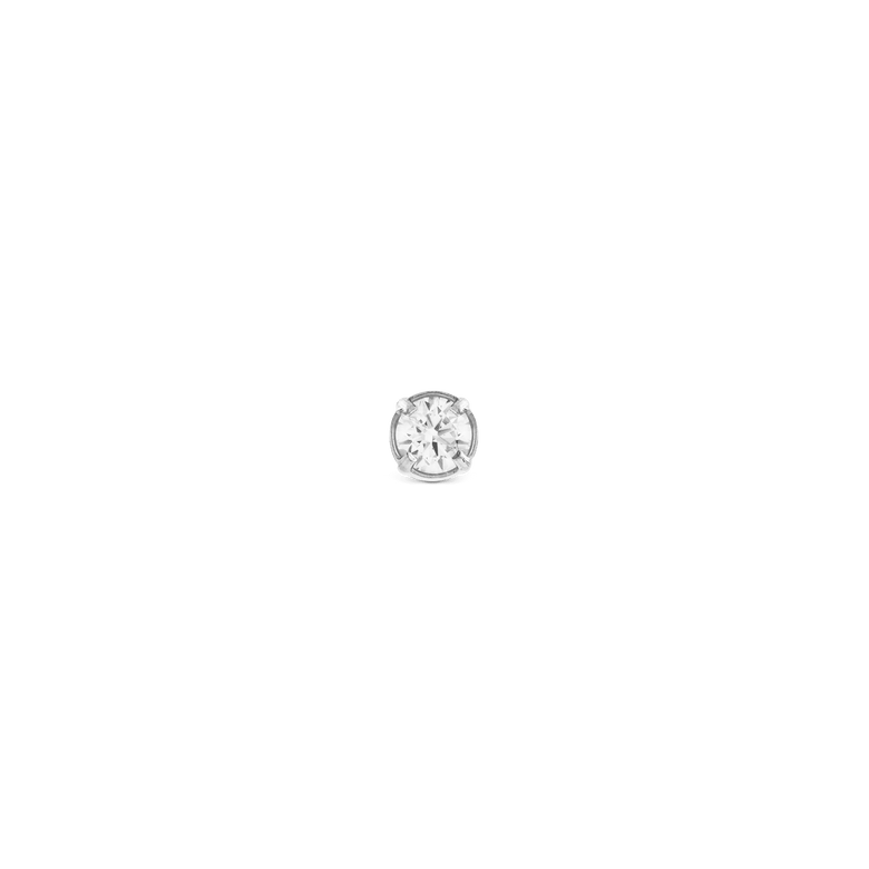 Crystal Stud Silver petite earring with a round cubic zirconia crystal set in a minimalist silver claw setting, designed for everyday wear and versatile styling.