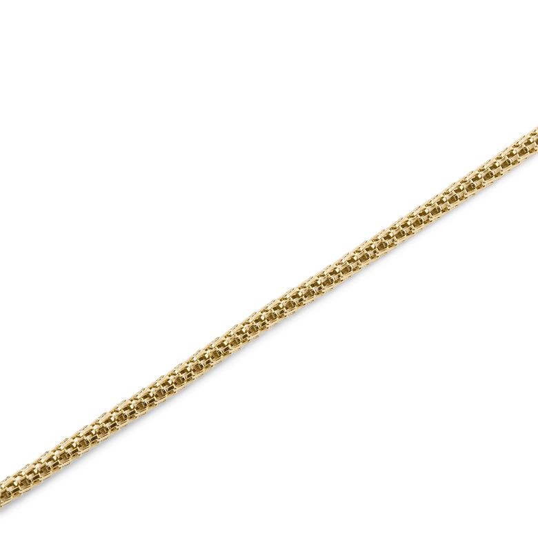 Detail of the Tide Mesh Bracelet Evergold 1.8 showing its slim gold mesh design and polished finish, highlighting the delicate 1.8 mm width.