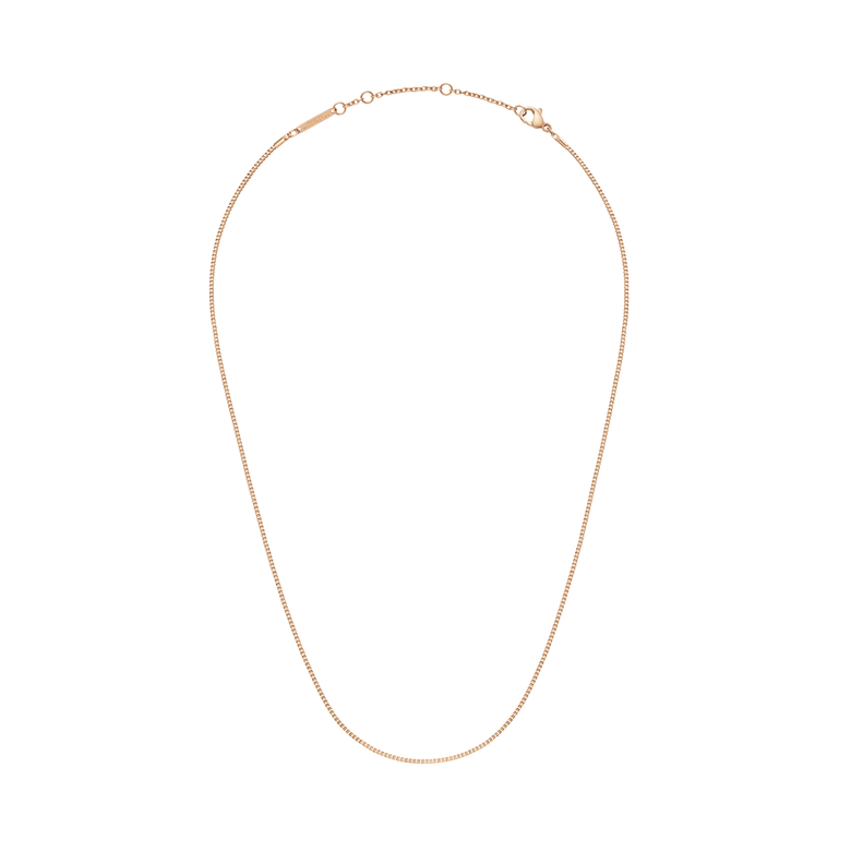 Box Chain Necklace RG in rose gold, featuring a slim, adjustable box chain design with a secure clasp, crafted from stainless steel and finished with PVD plating for lasting shine.