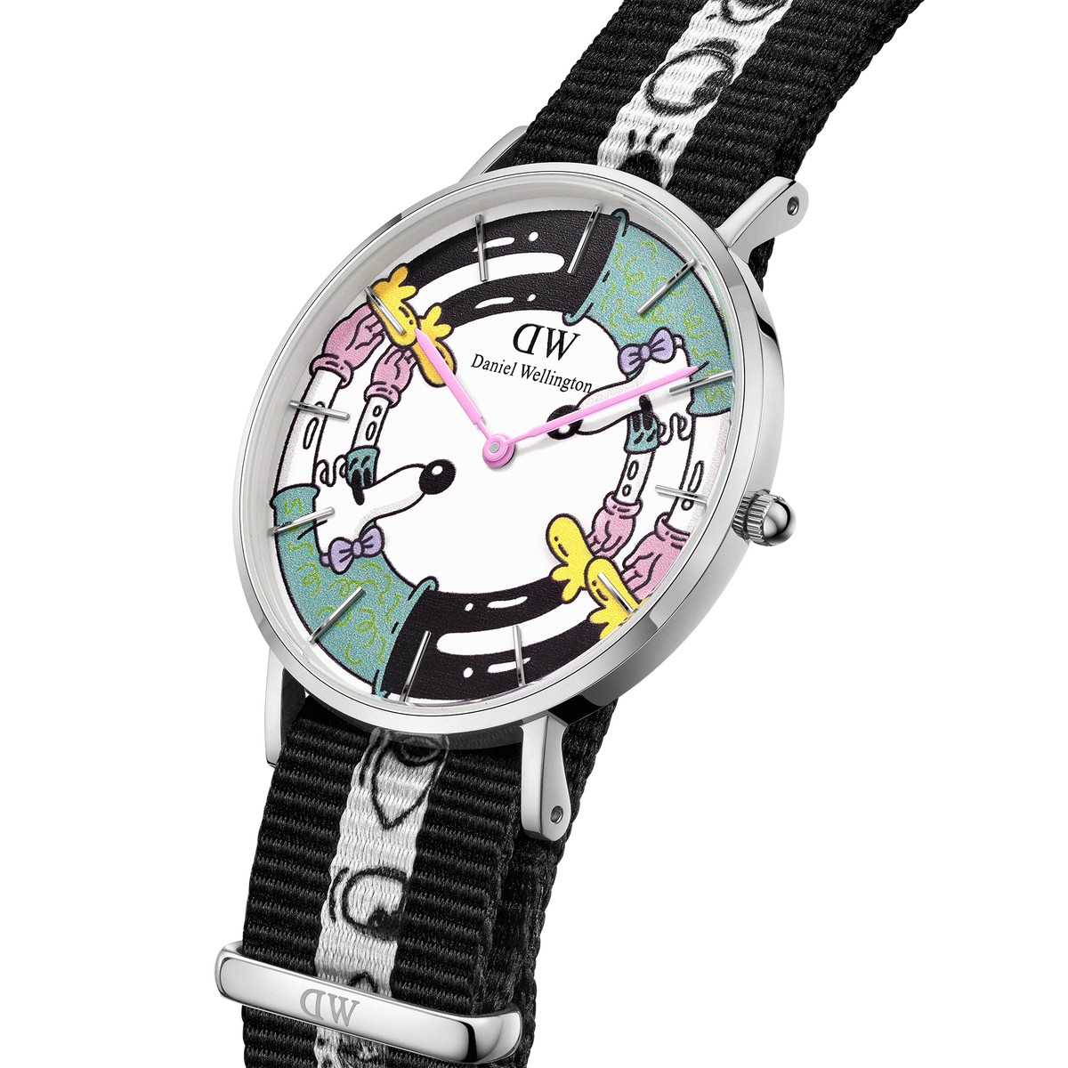 Steven Harrington x DW SET: NATO Multicolor Printed Dial & Strap Silver