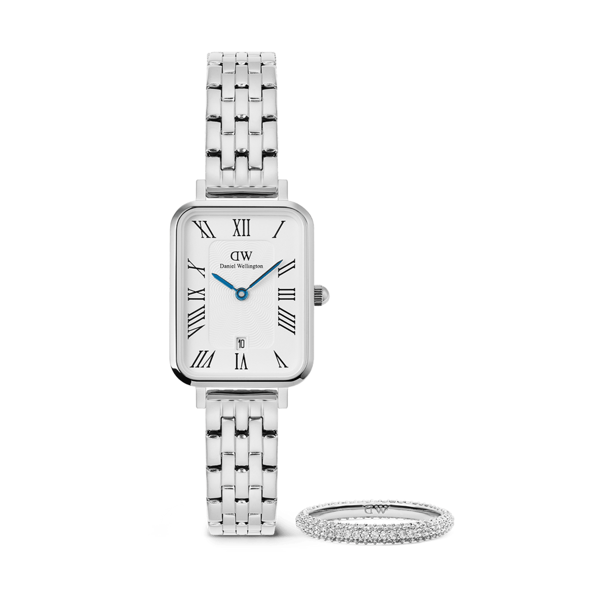 Quadro 5-Link + Pavé Ring 3mm Silver Set