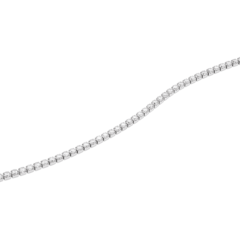 Close-up of the Classic Tennis Necklace Silver, highlighting the individually set sparkling crystals and premium silver-plated finish.