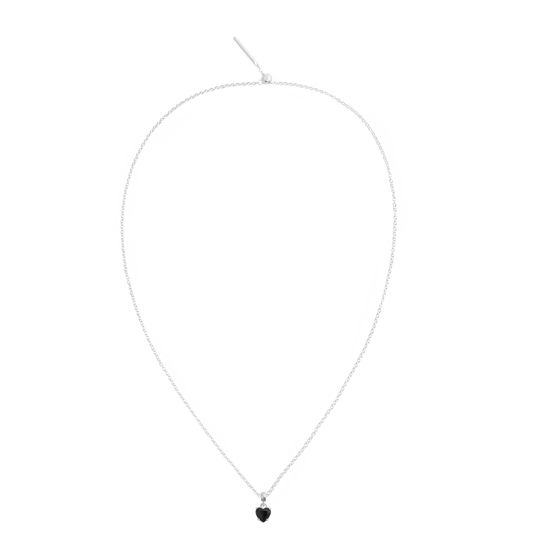 Charm Heart Crystal Black Silver