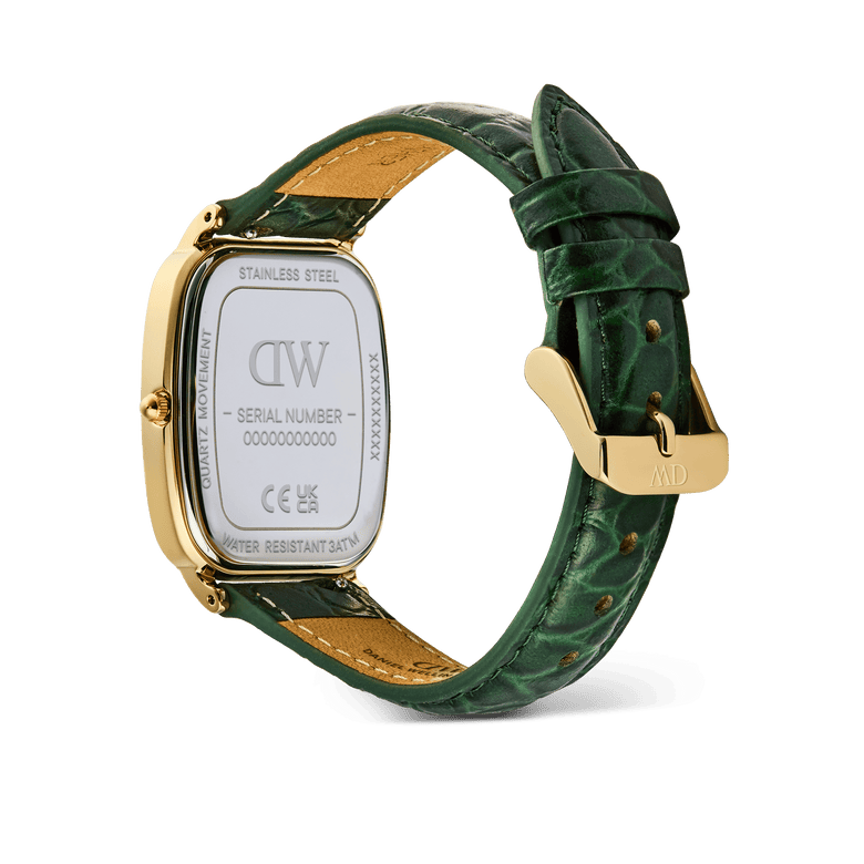 Marlon Green Croc Belly Linen Gold