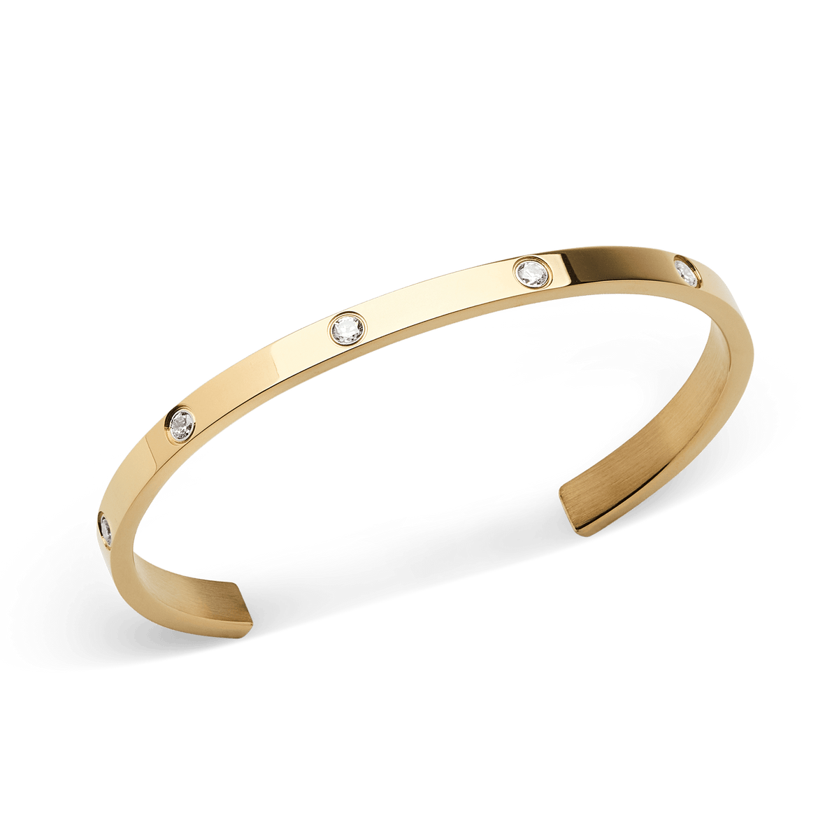 Classic Lumine gold bracelet for women with a polished finish, featuring sparkling crystals set along the band for a refined and elegant look.