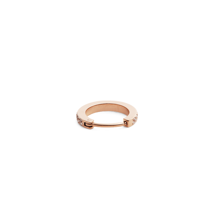 Rose gold Crystal Hoop Earring featuring a petite design with cubic zirconia crystals set along the front, shown against a plain background.