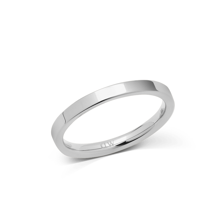 Slim polished silver ring with a minimalist design, featuring clean lines and a mirror-like finish, crafted from 316L stainless steel for durability and comfort.