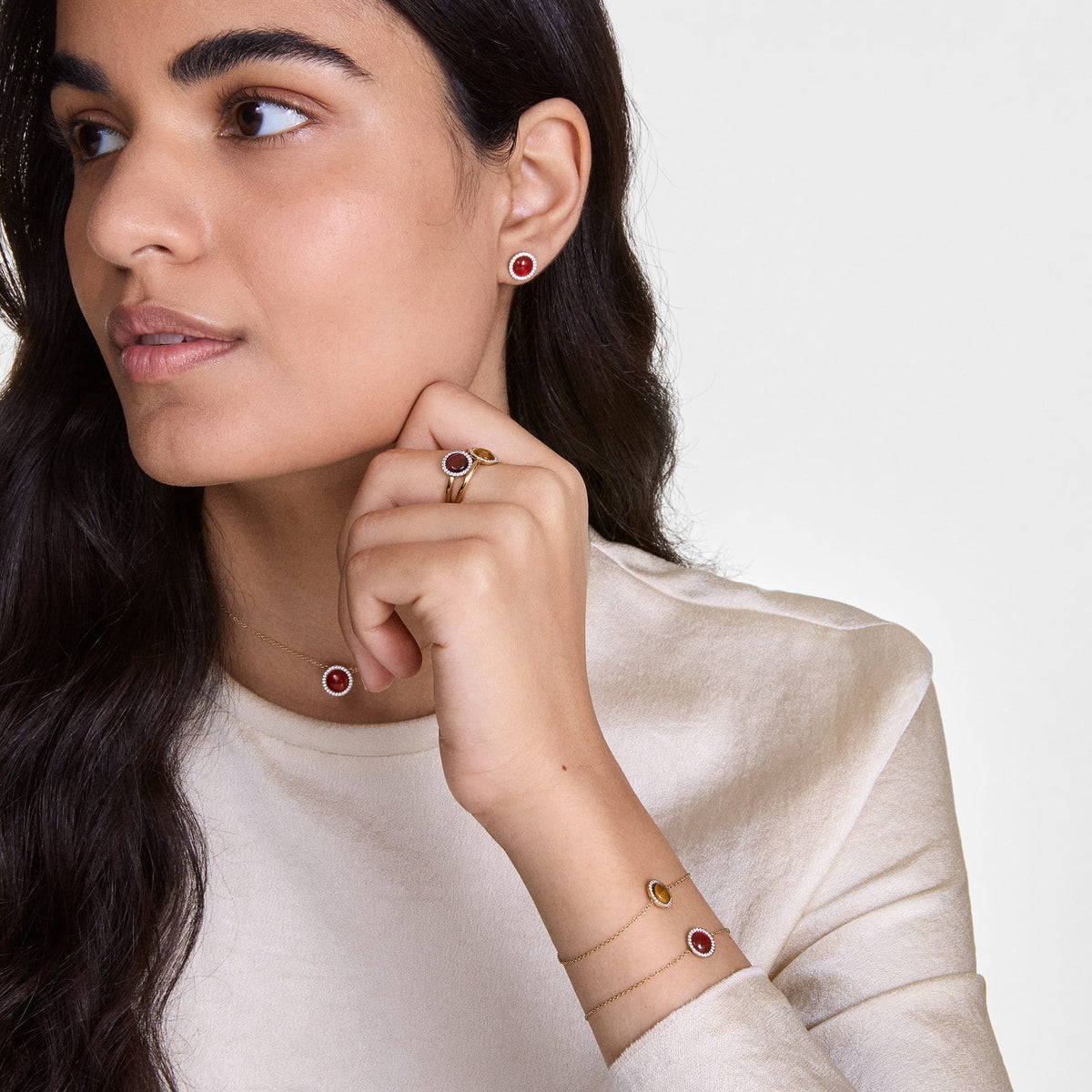 Audrey Necklace Red Agathe Rose Gold