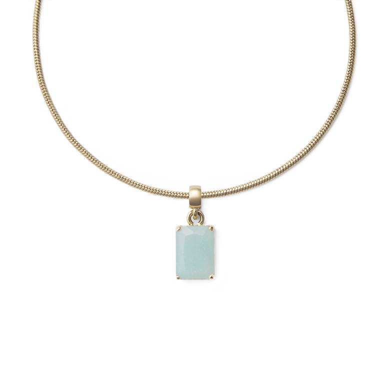 Amazonite Octagon Gold Charm