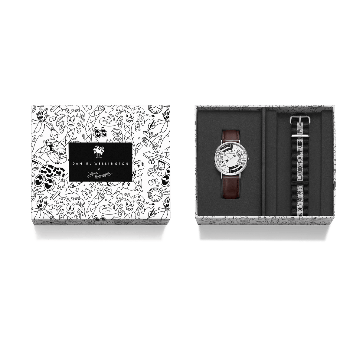 Steven Harrington x DW SET: Bristol BW dial & Strap Silver