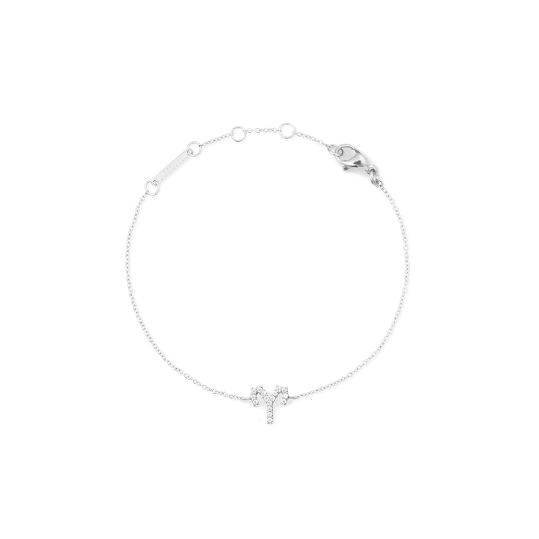 Crystal Zodiac Chain Bracelet Silver with a fine adjustable chain and an Aries zodiac charm set with sparkling crystals, finished with a secure lobster clasp.