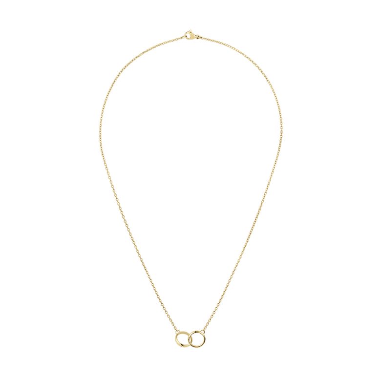 Classic Lumine Unity Gold necklace with an adjustable gold chain and minimalist interlocking rings pendant, displayed in a full view against a plain background.