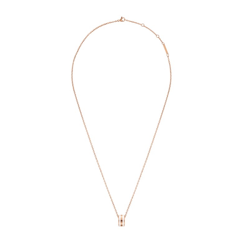 Emalie Necklace Rose Gold Satin White features a fine rose gold chain with an adjustable clasp and a satin white enamel pendant, offering a modern yet timeless look for everyday wear or special occasions.