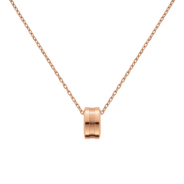 Elan Necklace Rose Gold featuring a polished rose gold ring pendant on a fine adjustable chain, crafted from stainless steel for a modern and elegant finish.