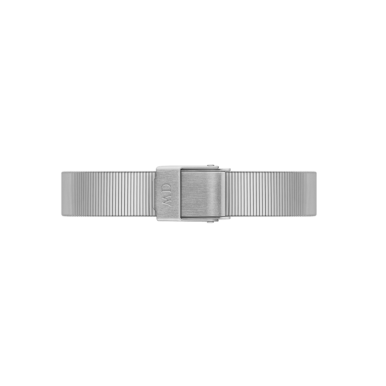 Quadro Studio piano link strap in polished silver stainless steel with an adjustable clasp, designed for a secure and comfortable fit on petite wrists.