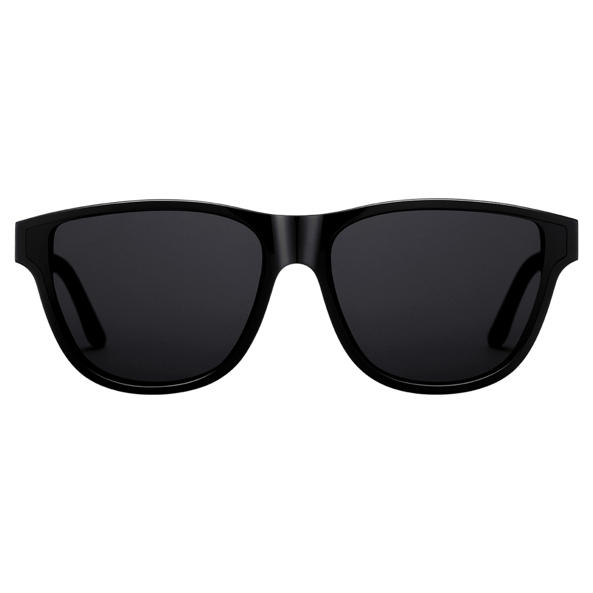 Ambler Bio-Acetate Black sunglasses featuring a minimalist all-black Italian bio-acetate frame and dark UV400 lenses, designed for everyday comfort and reliable sun protection.