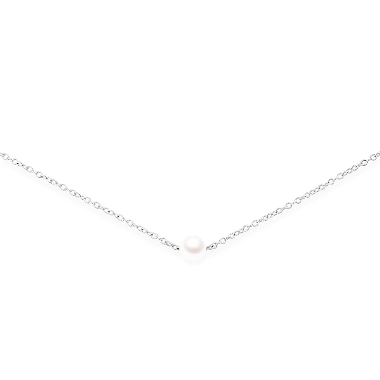 Pearl Step Necklace Silver
