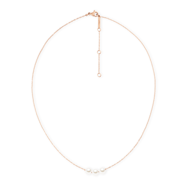 Pearl Trio Necklace Rose Gold
