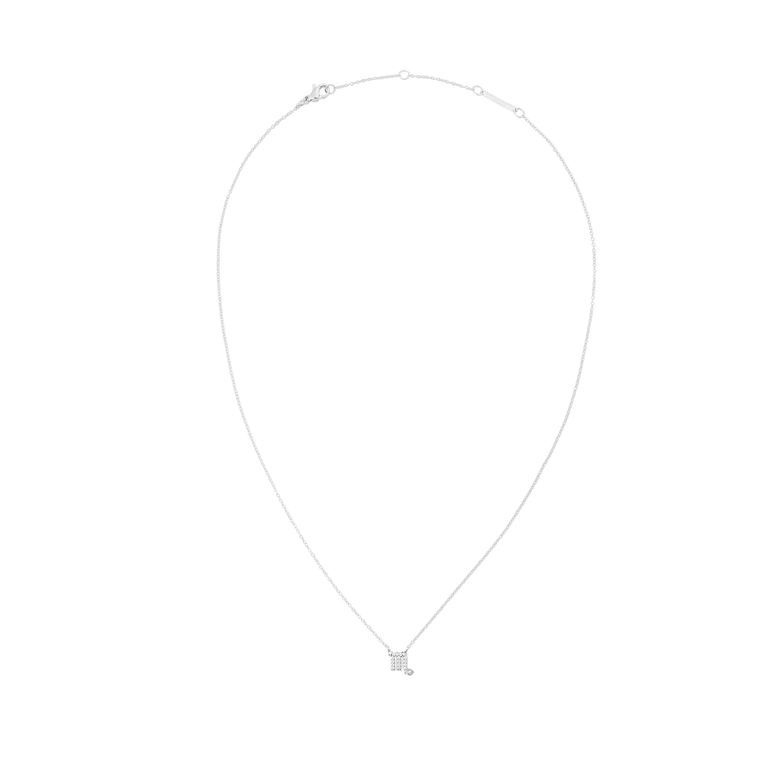 Delicate silver chain necklace featuring a fixed Scorpio zodiac pendant adorned with hand-set crystals, designed for a minimalist and elegant look.