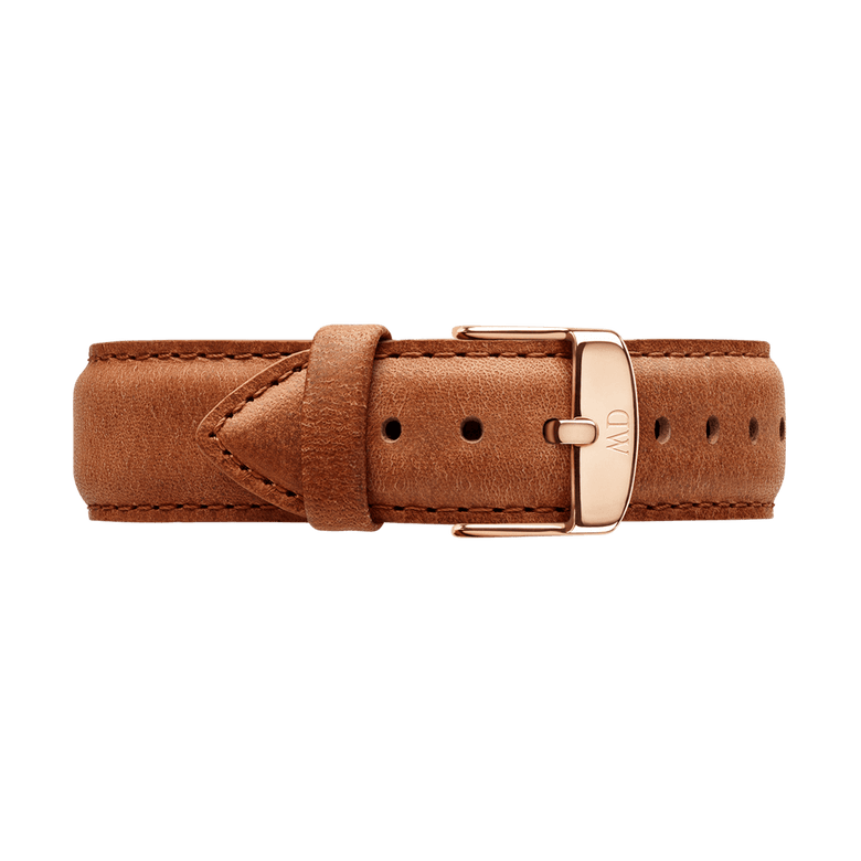 Durham Strap Rose Gold in light brown genuine leather with a subtle vintage texture, finished with a rose gold buckle and neat stitching for a classic, versatile look.