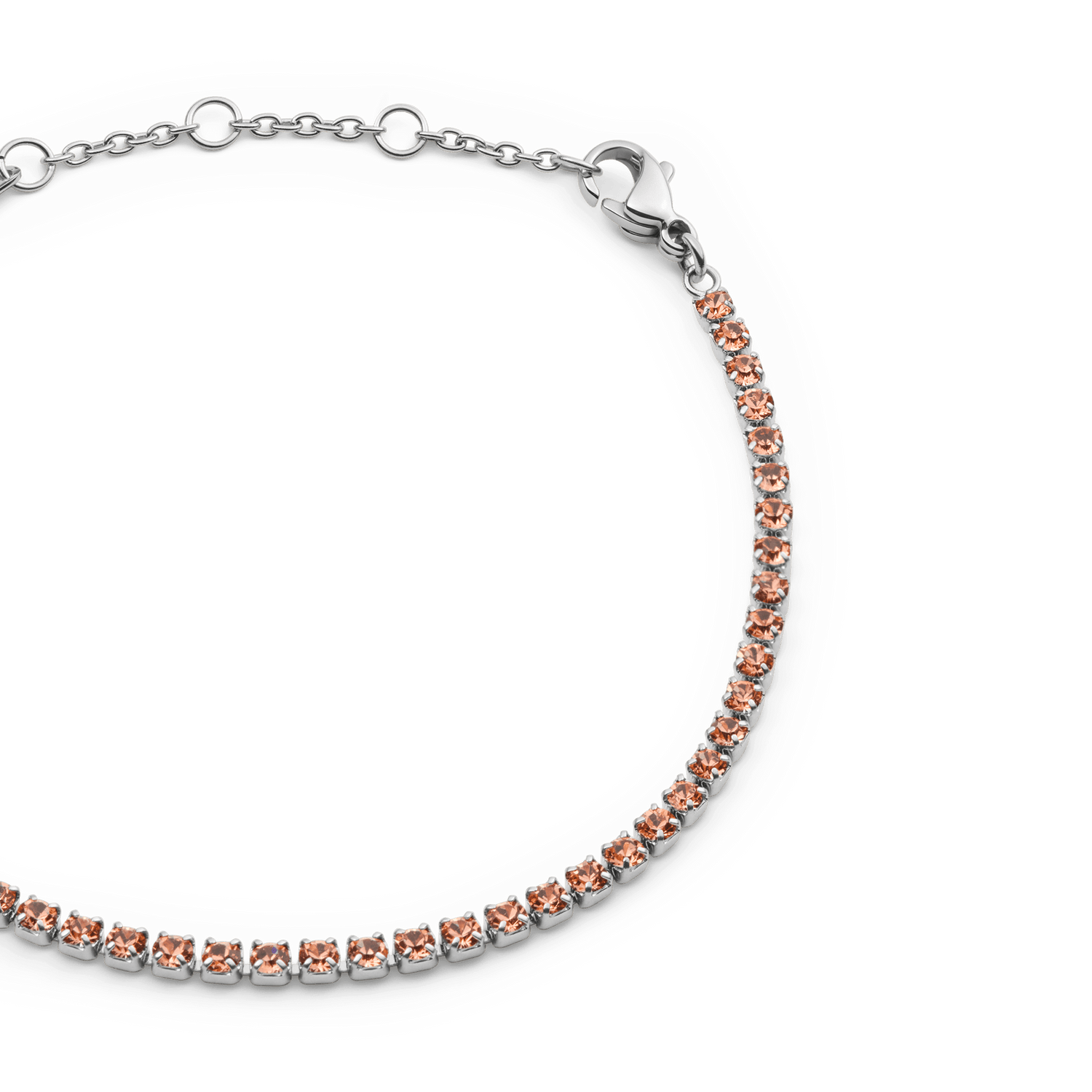 Classic Tennis Bracelet Apricot Silver