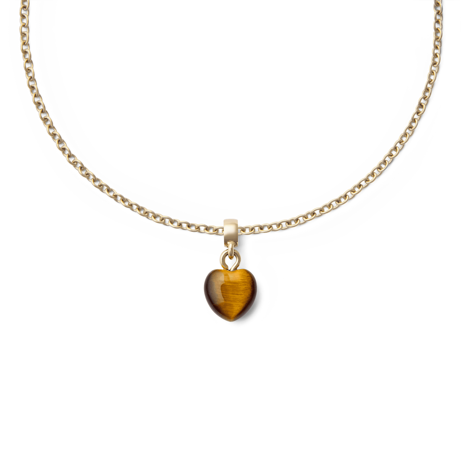 Tiger eye Heart Gold Charm