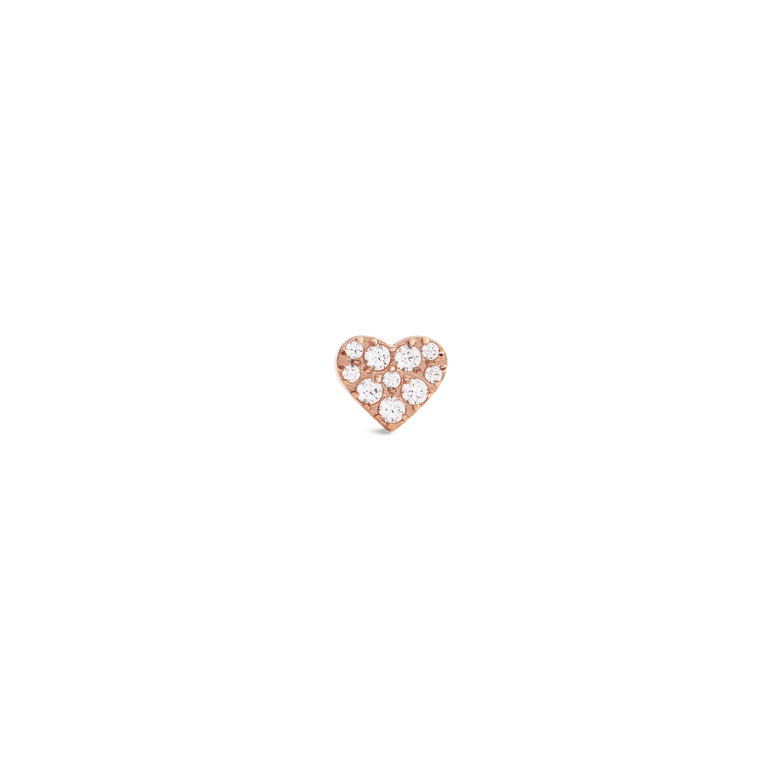 Crystal Heart Stud Rose Gold earring featuring a petite heart shape with sparkling cubic zirconia crystals set in a polished rose gold finish.