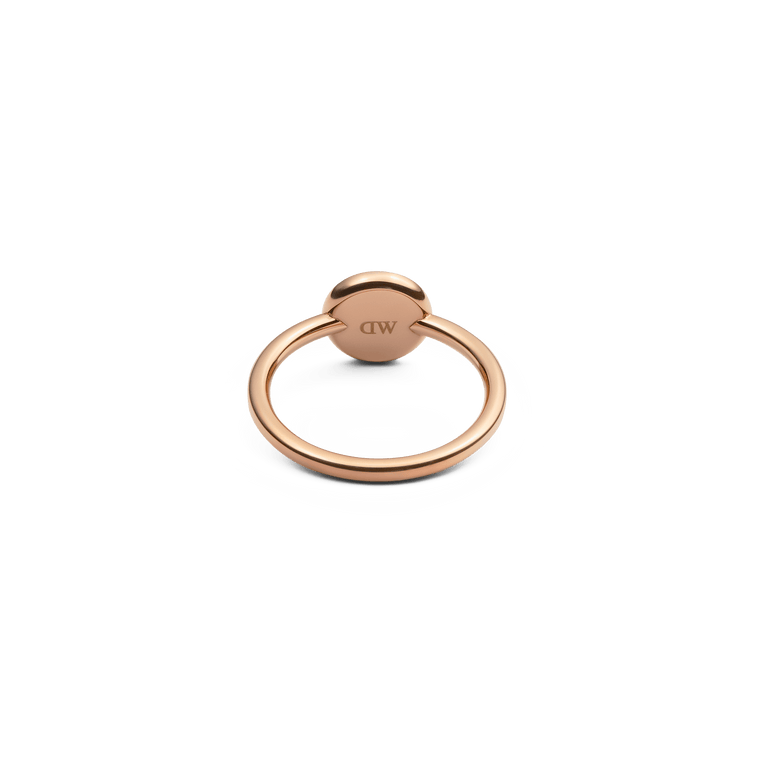 Back view of the Audrey Ring Jade Rose Gold, showing the smooth rose gold band and the underside of the jade centrepiece with subtle branding detail.