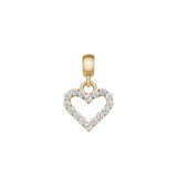 Heart Contour White Crystal Charm Gold