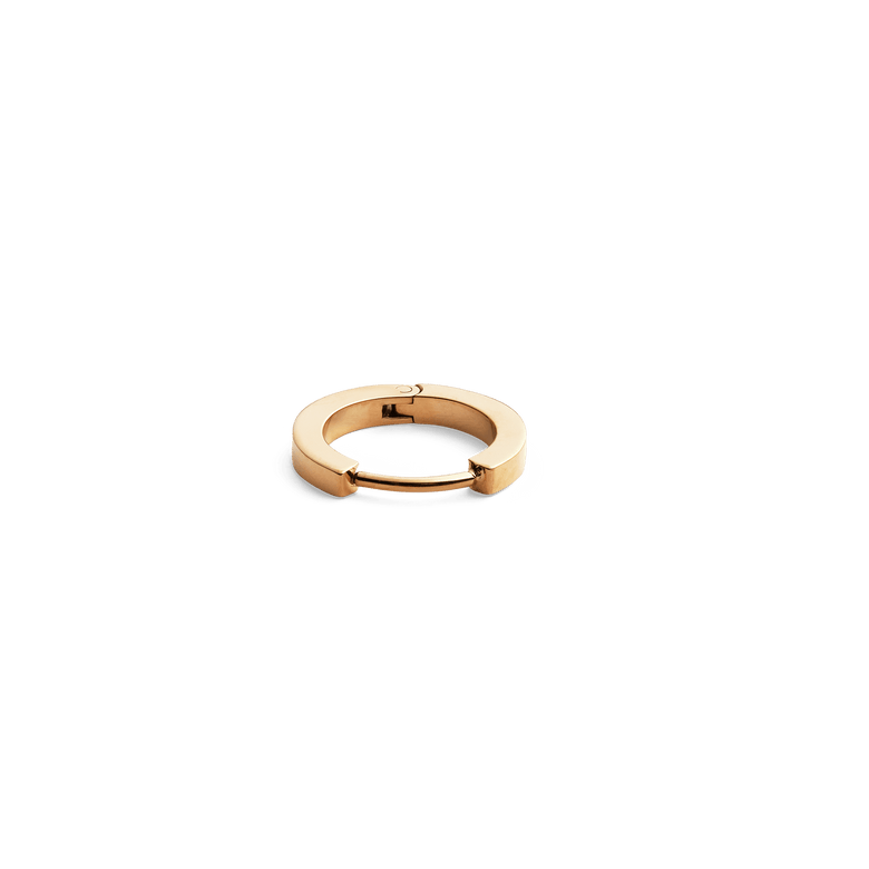 Elegant gold hoop earring with a smooth, minimalist finish and secure clasp, crafted from stainless steel with PVD gold plating for everyday comfort.