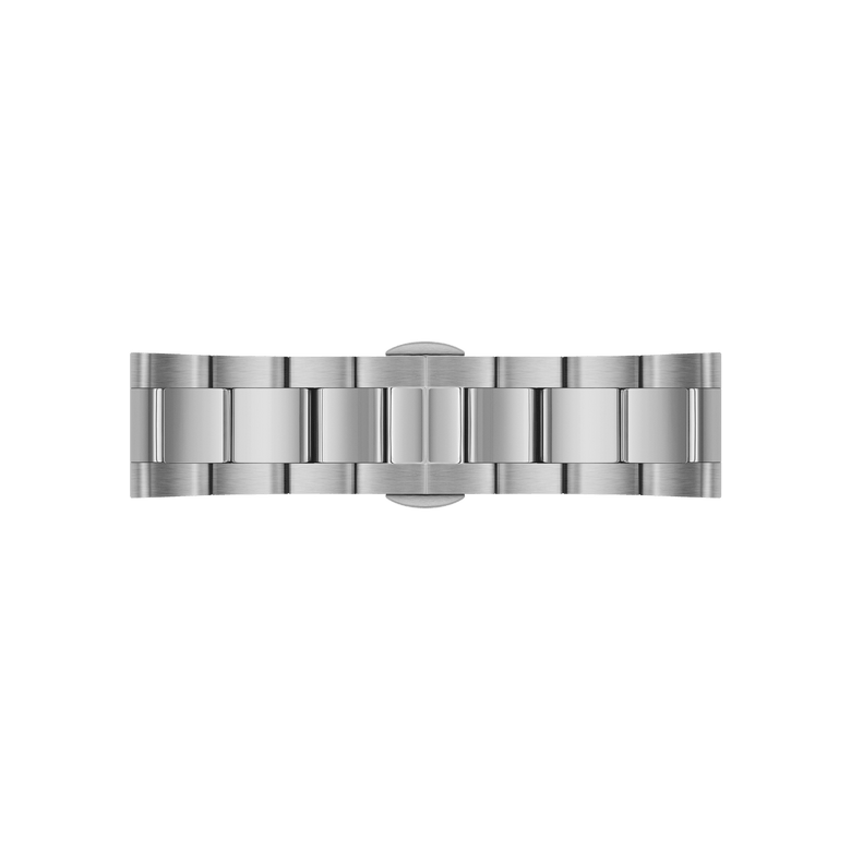 Polished silver stainless steel link bracelet for the Iconic Chronograph Arctic S, featuring a secure clasp and brushed finish for a comfortable and stylish fit.