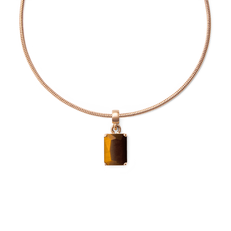Tiger eye Octagon Rose Gold Charm