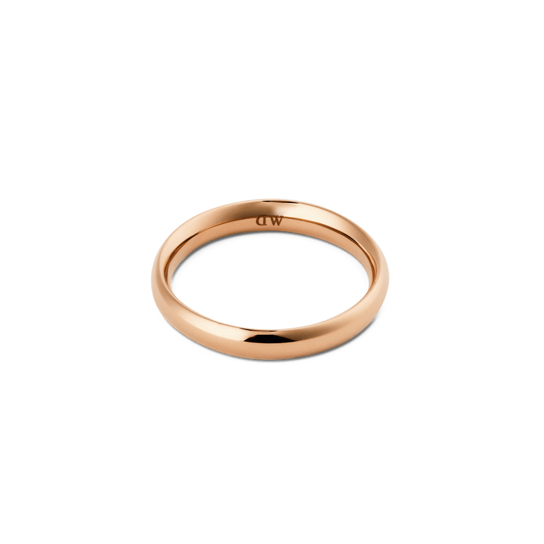 Arch Ring Rose Gold 3.5mm displays a slim, rounded band with a polished rose gold finish, offering a minimalist and elegant style suitable for both men and women.