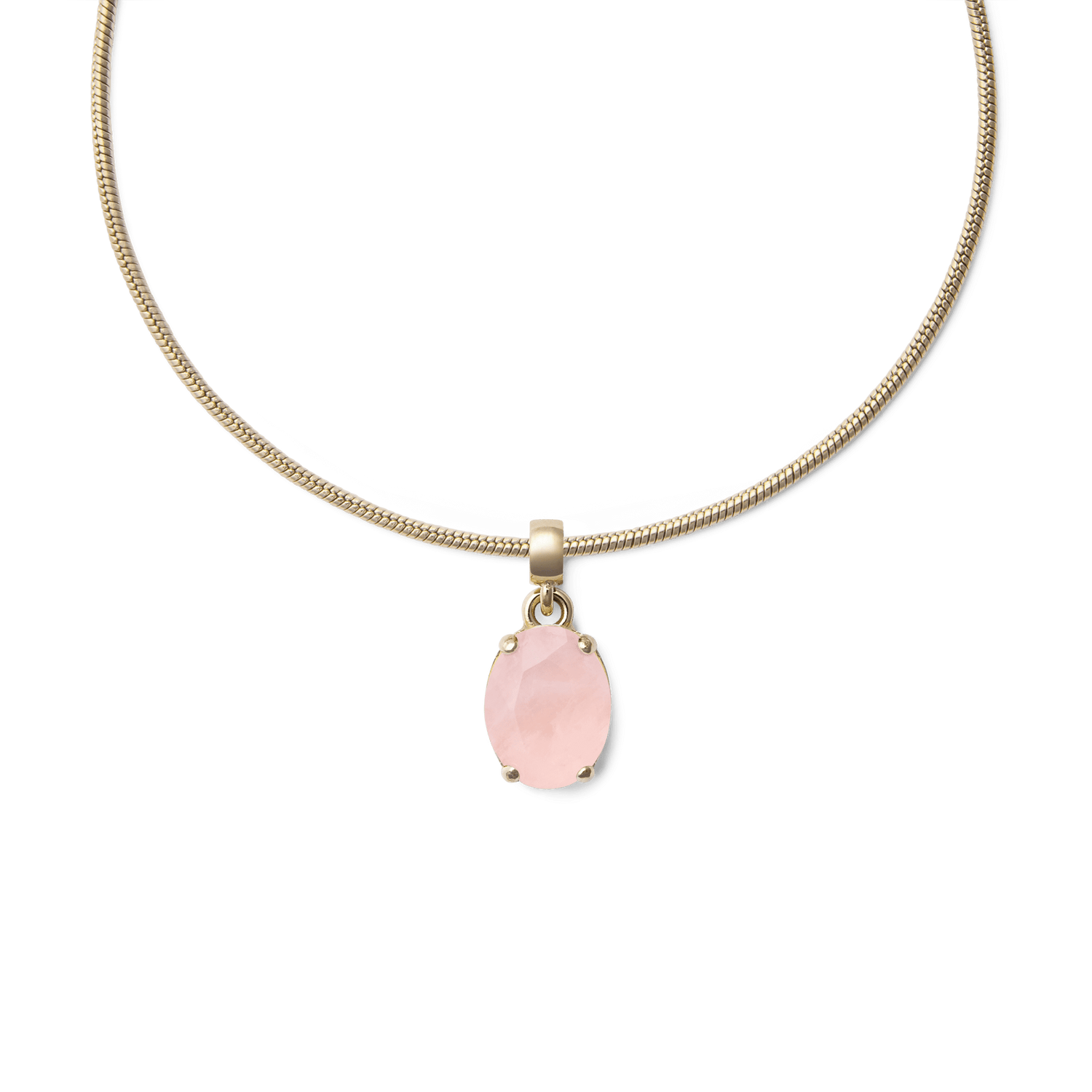 Rose Quartz Oval Gold Charm