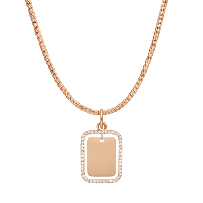 Rectangular Crystal Frame Pendant RG