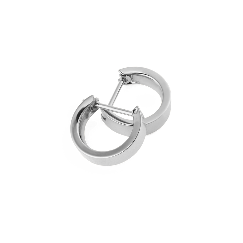 Line Earring Polished Silver 3.5mm pair featuring a sleek, minimalist hoop design with a polished silver finish and secure latch-back closure, crafted from hypoallergenic stainless steel.