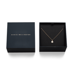 Pearl Necklace Rose Gold presented in an elegant Daniel Wellington gift box, featuring a delicate rose gold chain and a single Swarovski glass pearl pendant.