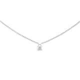Delicate Mirelle Solitaire Necklace Silver featuring a petite white cubic zirconia stone set on a fine, polished silver chain for a minimalist and elegant look.