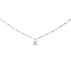 Delicate Mirelle Solitaire Necklace Silver featuring a petite white cubic zirconia stone set on a fine, polished silver chain for a minimalist and elegant look.