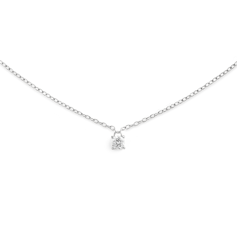 Delicate Mirelle Solitaire Necklace Silver featuring a petite white cubic zirconia stone set on a fine, polished silver chain for a minimalist and elegant look.