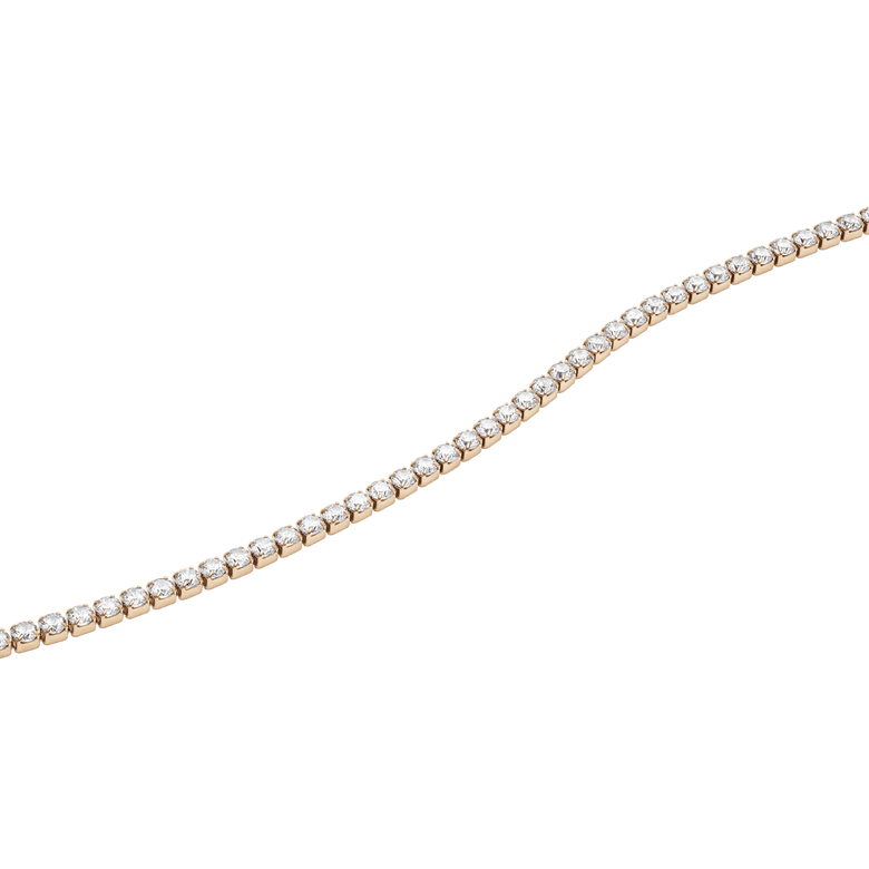 Close-up of the Classic Tennis Necklace Rose Gold, highlighting the individually set sparkling stones and the elegant rose gold chain.