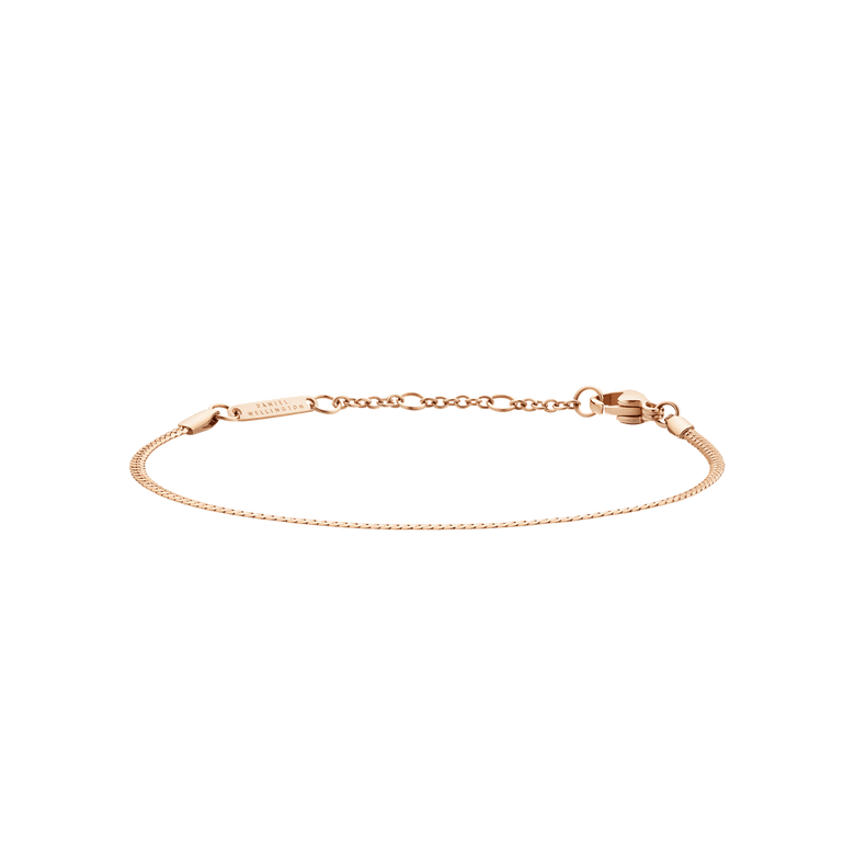Slim rose gold Flat Chain Bracelet RG with a minimalist chain design, adjustable length, and secure clasp, crafted from stainless steel with a smooth, polished finish.