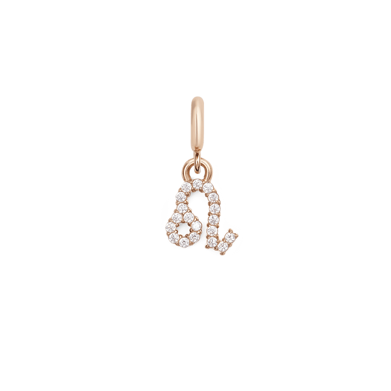 Leo zodiac watch charm in rose gold, featuring sparkling cubic zirconia crystals and a stylish, lightweight design for Daniel Wellington watches or bracelets.