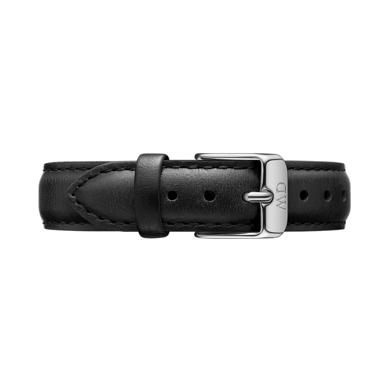 Black Sheffield Strap Silver with genuine leather, neat black stitching, and a polished silver buckle, designed for a comfortable and timeless watch upgrade.